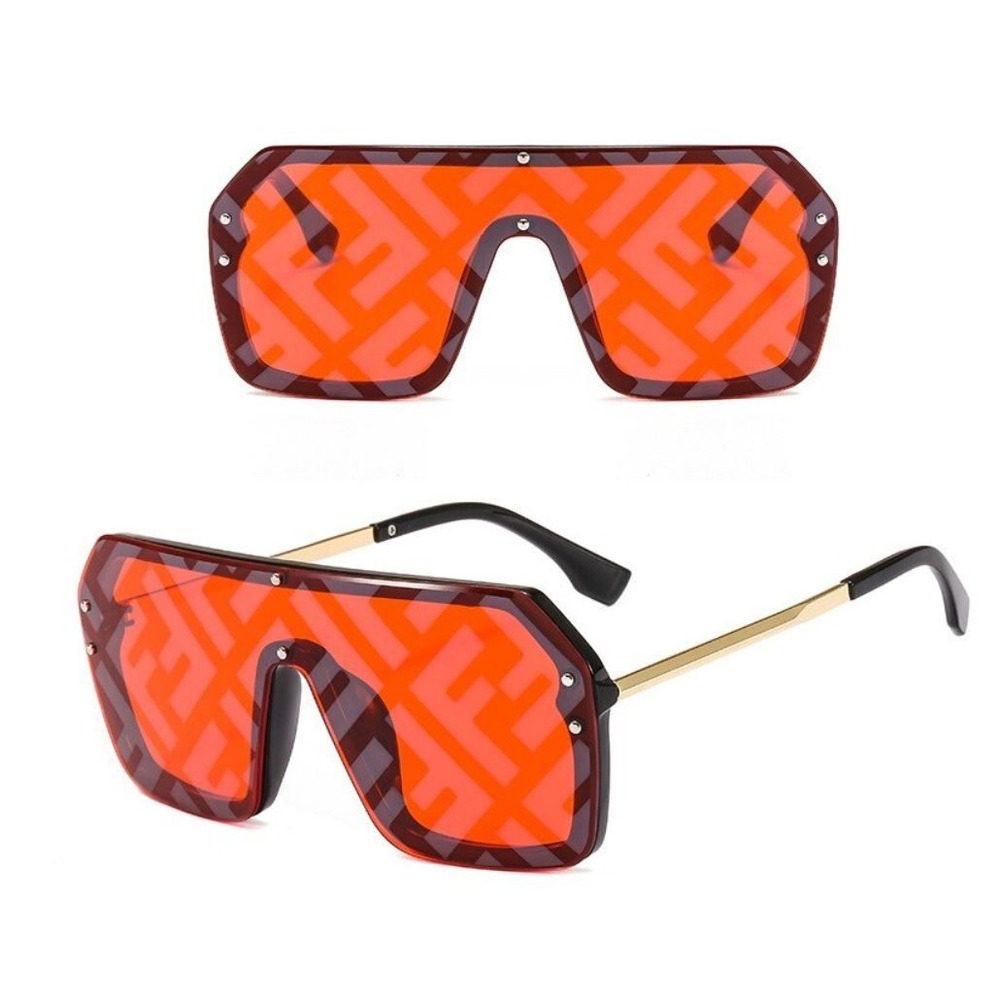 Oversized Fashion Sunglasses Designer Inspired Shield UV Protection Trendy Red